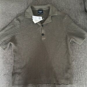 Abercrombie and Fitch Olive Knit Polo Shirt